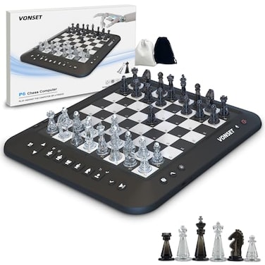 Vonset P6 Electronic Chess Board Chess Computer Talking Smart Chess Board Magnetic Electronic Chess Set with LED for Kids Adults
