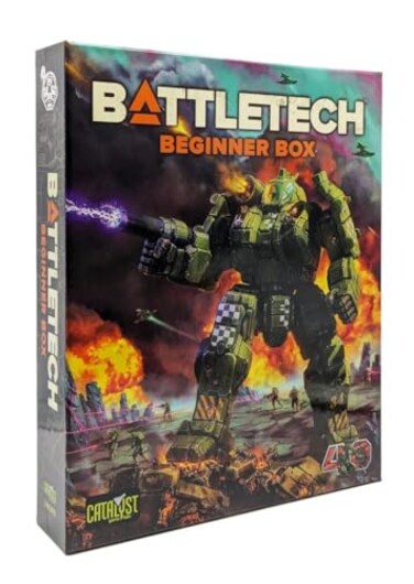 Catalyst Game BattleTech Beginner Box 40th Anniversary by Labs 2 Players Ages 14 Miniatures Wargame Starter Set with 2 Mech Miniatures Mapsheet Dice QuickStart Rules MechWarrior Cards