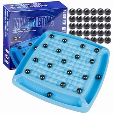 DZX Magnetic Chess Game Portable Magnetic Chess Game with Stones 48 Stones Fun Table Top Multiplayer Strategy Game 48 Round Magnets