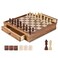 VEVOR Solid Wood Chess Set 15 inch 2in1 Chess Checkers Game Set Chess Board Games with Storage Drawer Weighted Chess Checkers Pieces 2 Queens Christmas Crafts Xmas Gift