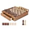 VEVOR Solid Wood Chess Set 15 inch 2in1 Chess Checkers Game Set Chess Board Games with Storage Drawer Weighted Chess Checkers Pieces 2 Queens Christmas Crafts Xmas Gift