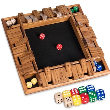 BIVOMON Shut The Box Dice Game 14 Players Wooden Board Table Math Game for Kids Adults Classic Dice Board Game with 16 Dice for ClassroomHomeParty or Pub12 inches