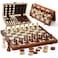 MerryPony 2 in 1 Magnetic Wooden Chess and Checkers Set 15 Foldable Chess set for Adults Kids Chess Board with 2 Extra Queens Travel Chess Set with Pieces Storage Slots Ideal Chess for Beginner