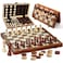MerryPony 2 in 1 Magnetic Wooden Chess and Checkers Set 15 Foldable Chess set for Adults Kids Chess Board with 2 Extra Queens Travel Chess Set with Pieces Storage Slots Ideal Chess for Beginner