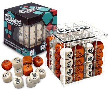 Qubic4 a Unique 4 in A Row Game 3D Strategy Board Game for Critical Thinking The Classic Grid Game in a Sleek Acrylic Cube Superbly Designed Wooden Cubes Tactical Game Play for All Ages