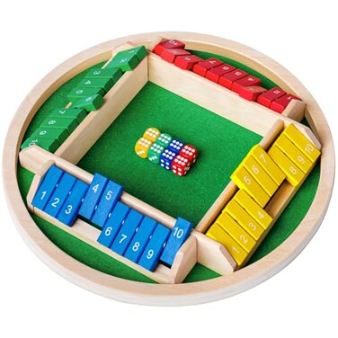 Nicecho Shut The Box Dice Game24 Player Family Wooden Board Table Math Games 8 Dices Classics Tabletop Version Games for ClassroomHomeParty or Pub