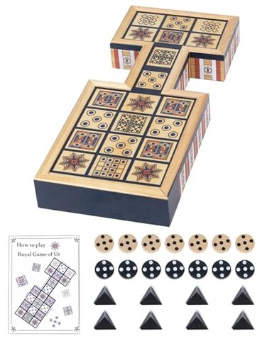 WodGod Wooden Royal Game of URAncient Strategy Board Game for 2 PlayersBeautifully Designed Board with Storage DrawersOver 4500 Years Old Orange