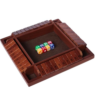 Nicecho Shut The Box Dice Game24 Player Family Wooden Board Table Math Games for Adults and Kids 8 Dices Classics Games for ClassroomHomeParty or Pub Brown
