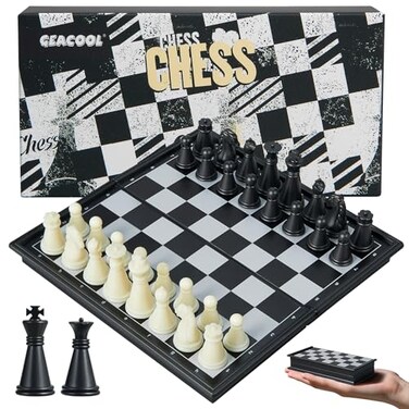 GEACOOL Mini Travel Chess Set 51 Inhces Magnetic Portable Folding Chess Board Games for Kids Small Pocket Chess SetXSmall