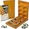 Queensell Mancala Board Game for Kids and Adults Wooden Folding Mancala Set with Magnetic Lock and 56 Stones Classic Strategy Board Game Travel Size