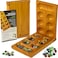 Queensell Mancala Board Game for Kids and Adults Wooden Folding Mancala Set with Magnetic Lock and 56 Stones Classic Strategy Board Game Travel Size