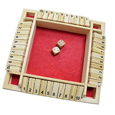 DC-BEAUTIFUL DCBEAUTIFUL Shut The Box Dice Game 24 Players Classic Board Game for Adults Wooden Tabletop Game with Dices and InstructionMath Strategy Game for Christmas Party Red