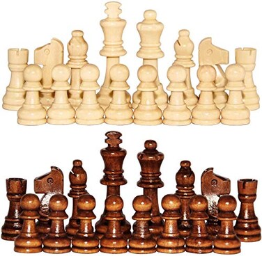 ClearZip Set of Wooden Chess Pieces 55 cm King 32 Pieces Only Board Not Included Size Medium