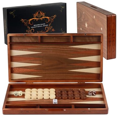 Syrace Handcrafted Wooden Backgammon Set 16 Large Size Classic TwoPlayer Strategy Board Premium Travel Game Board for Adults Teenagers
