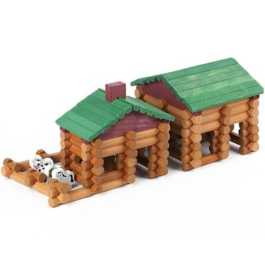 Wondertoys 170 Pieces Wood Logs Set Ages 3 Classic Building Log Toys for Boy Creative Construction Engineering Educational Gifts