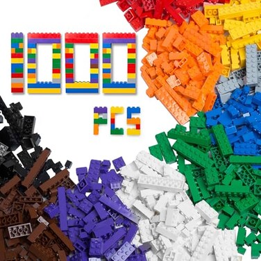 Barcaloo 1000 Piece Building Bricks Play Set 10 Classic Colors Bulk Building Blocks Generic Brick Building Parts for Boys and Girls Classic