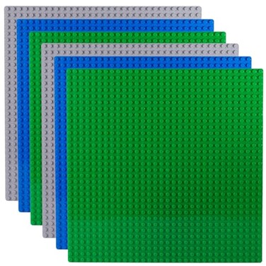 Apostrophe Games Building Blocks Base Plates Compatible with All Major Brands 6Pack 2 Green 2 Blue 2 Gray 10116 x 10116 Inches Baseplate for Building Bricks Durable and Sturdy