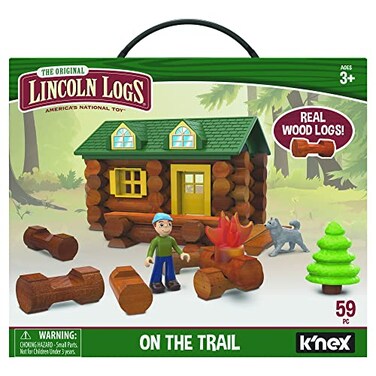 Basic Fun Lincoln LogsOn The Trail Building Set59 PiecesReal Wood Logs Ages 3