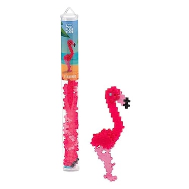 PLUS PLUS Flamingo 3D Animal Figurine Building Block Set Tube Mini Interlocking Puzzle Pieces Fun Stem Toys for Kids