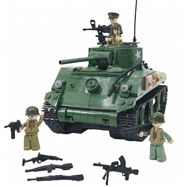 General Jim's General Jims WWII M4A1 Sherman Tank Brick Building Blocks Set 726 Pieces 129 Scale Rotating Turret Moving Tracks Compatible with Major Brands GJUSSH