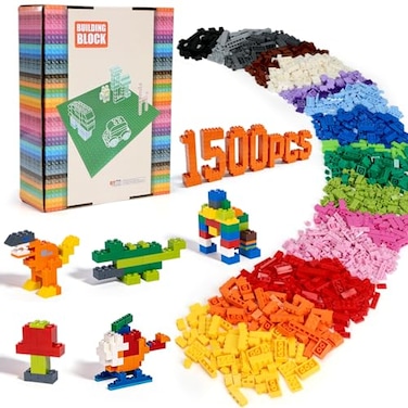 Lekebaby Classic 1500 Pieces Building Bricks Kit Basic Brick Set for Kids Creative Play Compatible with All Major Brands Educational Toy for Boys Girls 6 Years Old and Up