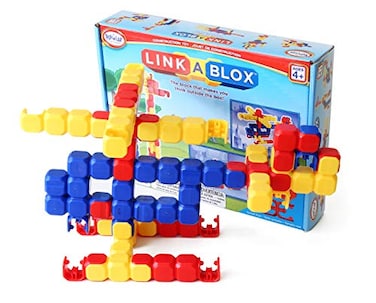 POPULAR PLAYTHINGS LinkaBlox Snap Together Building Set Click Block Construction Toy Stem Play Gifts for Kids Ages 4 Up 60 Pieces