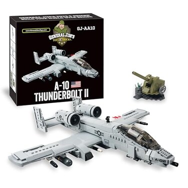 General Jim's General Jims A10 Thunderbolt II Warthog Fighter Jet Building Blocks Set 931 Pieces Cold War Attack Aircraft Model Plane with Opening Cockpit Retractable Landing Gear Artillery Station GJ