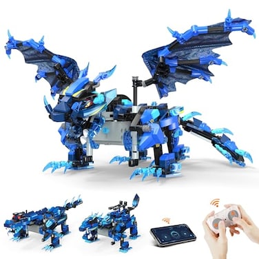 OASO Dragon Building Kit with Remote Control STEM Gifts for Boys Kids Ages 812 Coding Buildable Technic Toys for Birthday Buildable 3in1 Models with 590 Pieces