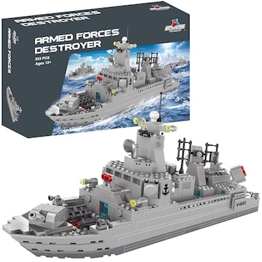 Apostrophe Games Navy Destroyer Building Block Set 533 Pieces Building Block Set for Kids and Adults Compatible with All Building Bricks
