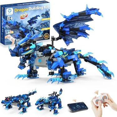 Sillbird Dragon Building Kit with Remote Control STEM Gifts for Kids Boys Ages 812 Technic Buildable 3in1 Models Coding Toys for Birthday with 590 Pieces