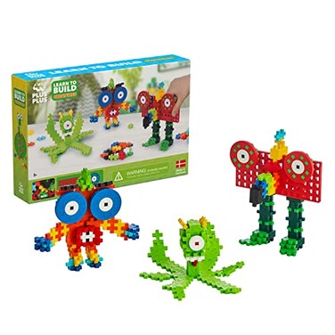 PLUS PLUS Learn to Build Creatures 240 Pieces Interlocking Mini Hashtag Blocks 3D Puzzle Stem Toy for Kids