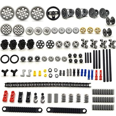 dspitwod 116 pcs Technical Gears Axle Pin Connectors Wheels Connectors Rack Gear Car Building Brick Accessories Pieces Sets Compatible with Mindstorms Building Bricks Block Technical Toys 116 TECH PAR