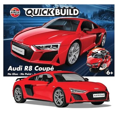 Airfix J6049 Quickbuild Plastic Model Car Kits Audi R8 Coupe Easy Assembly Snap Together Kit Classic Car for Adults Kids to Build Model Vehicles Building Toys Set