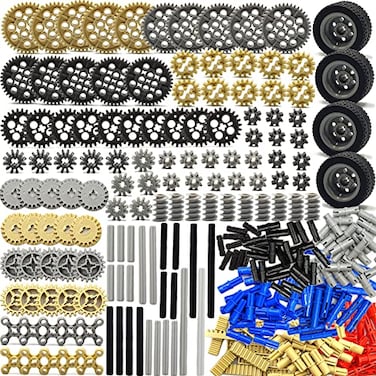 dspitwod Technical Gears Axle Pin Connectors Rubble Wheels Connectors Rack Gear Screw Track Building Brick Pieces Sets Compatible with Major Brand STEM Learning Kits for Kids Age 814 Years