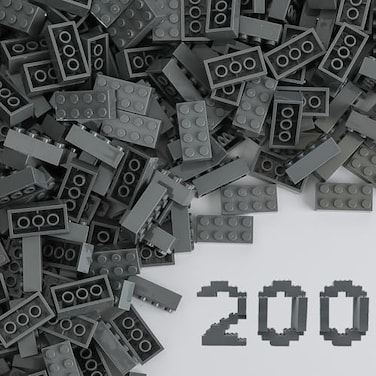 HUIZDQ 200 Piece Classic Small Building Bricks 2x4 Bulk Bricks STEM Creative Building Toys Dark GreySmall Bricks 125x062x047 in