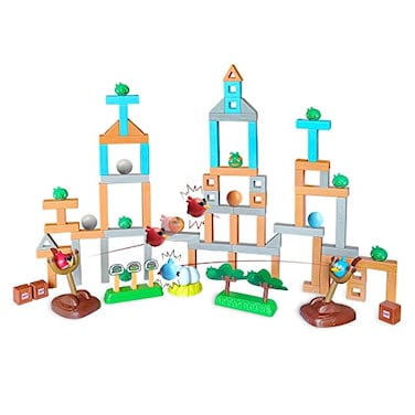ROLOSO Newly Licensed Angry Birds Toys Playsets Build N Launch Construction Brick Assembly Building Blocks Sets Pig City Strike 2 Takedown Space Planet Game Catapult Slingshot Gift Box 97pcs