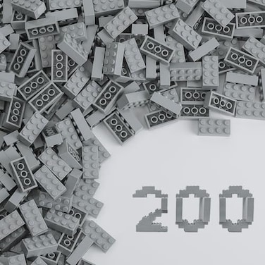 HUIZDQ 200 Piece Classic Small Building Bricks 2x4 Building Blocks STEM Creative Build Toys MOC Bulk Bricks DIY Play Set for Kids Age 6Light Grey Small Bricks 125x062x047 in