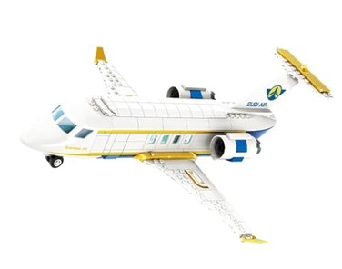 General Jim's General Jims White Business Passenger Airplane Two Vehicle Set Private VIP Passenger Plane and Taxi 347 Piece Modular Building Blocks Bricks Set for Teens and Adults