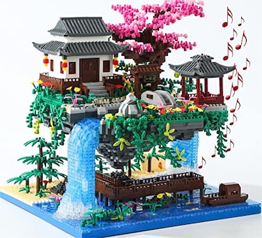 Yushinv Cherry Blossom Tree Building Set with Gift Box Original Music Cherry Blossom Tree HouseType Symphony Japanese Sakura Tree House Lights Building Kit3320 Pcs Cherry Bonsai Building Set