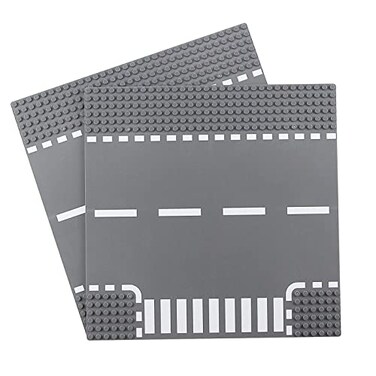 Feleph Classic Road TJunction Base Plates City Street Building Kit 25 x 25 cm Town Baseplate for Building Bricks Compatible with All Major Brands TJunction 2 Pieces