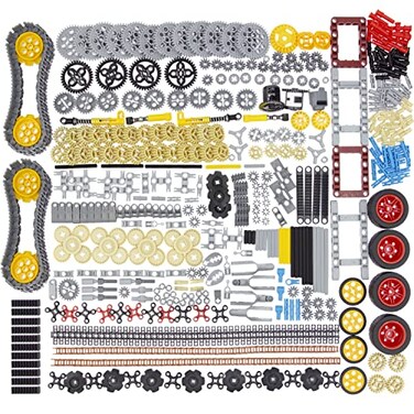 Habow 852pcs TechnicParts GearsAxlePinConnector Compatible with Mainstream Brands ShockAbsorber Wheels Chain Link Frame Joints Differential Engine Kit MOC Pieces for Toy Building Sets
