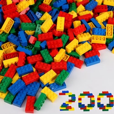 HUIZDQ 200 Piece Classic Small Building Bricks 2x4 Bulk Bricks STEM Creative Building Toys Red Yellow Blue GreenSmall Bricks 125x062x047 in