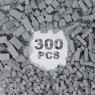 WEBRICK 300 Pcs Classic Building Bricks Light Gray Bulk BricksCompatible with Major Brands Parts and Pieces Creative Building Block Toys for Boys Girls Ages 6 7 8 9 10 Year Old