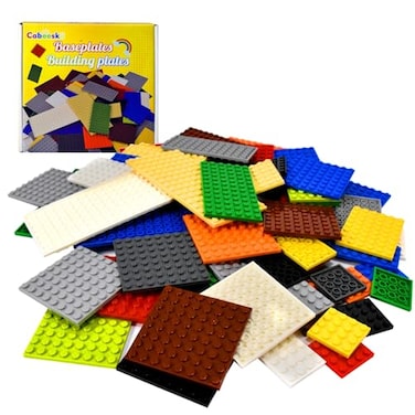 Cabeeskii Classic Building Plate 60pcs Random Mixed Colour with 6 Size Building Plate Base Plate Compatible with Lego Parts and Pieces Building Bricks for Most Brands