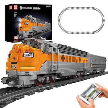 Mould King 12018 Train Building Blocks Sets RemoteApp Control EMD F7 Internal Combustion Locomotive Kits Scale Model with Tracks for Adults Teen1541 PCS