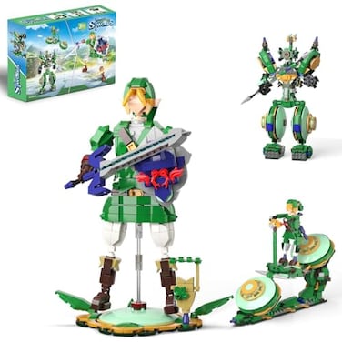 TOY PLAYER 3 in 1 BOTW Building Sets Transforms to 3 Different Figures from Link Holding Master Sword to Battle Robot to Glider Bike Compatible with Lego 850PCS