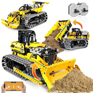 OKKIDY 3 in 1 Kids Remote Bulldozer STEM Technology Building Blocks Set Toys APP Remote Construction Blocks Engineering ExcavatorRobot Ages 614 DIY Erector Sets for Boys and Girls452 PCS