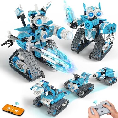 Opmind 5 in 1 STEM RC Robot Building Kit 408PCS APP Remote Control Blocks DIY Engineering Robotics Erector Science Set for Kids Age 6 7 8 9 10 11 12 Educational Learn Toys Gift for Boys Girls