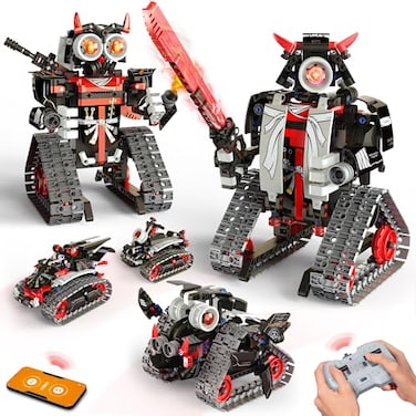 Opmind 5 in 1 STEM RC Robot Building Kit APP Remote Control SamuraiNinja Blocks 443 Pcs Erector Set RC Toy for Kids DIY Build Science Educational Gift for Age 6 7 8 9 10 11 12 Boys Girls