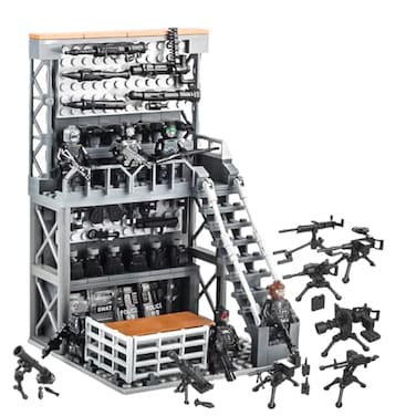 ELEFOCUS WW2 Military Base Building Blocks Set with Army Weapons Pack SWAT Gear MinigunsWitch 6 Soldier Figures